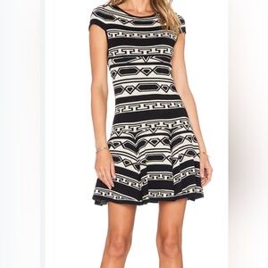 Alice + Olivia Cream and Black Ruffled Mini Dress